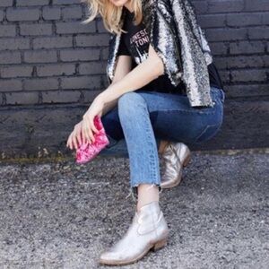 Golden Goose Young Metallic Western Booties Silver | EU 37 | $990 Retail